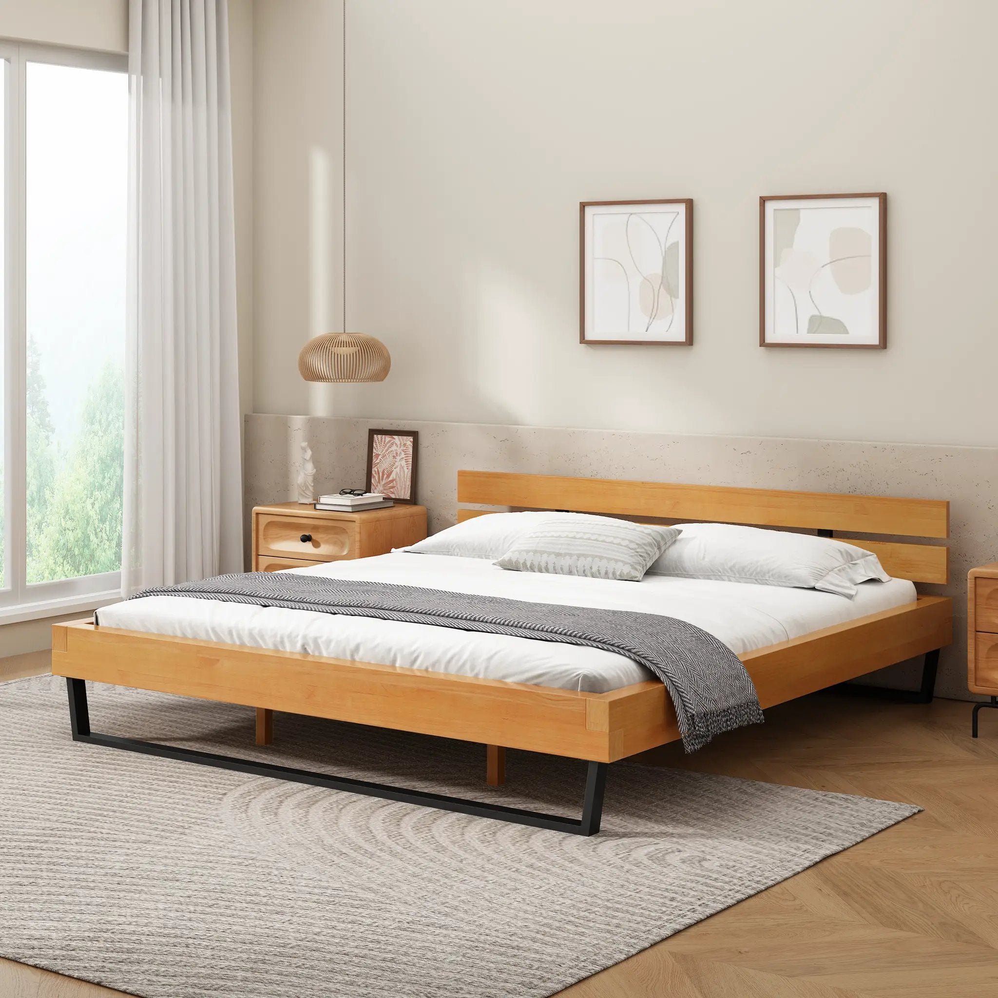 Pine Wood Bed Frame - King Size by HouseOfZazla