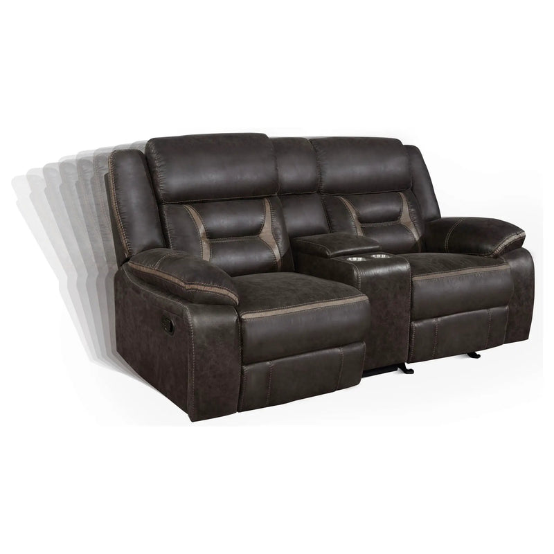 Greer Upholstered Motion Reclining Loveseat Brown by Unique Piece Furniture