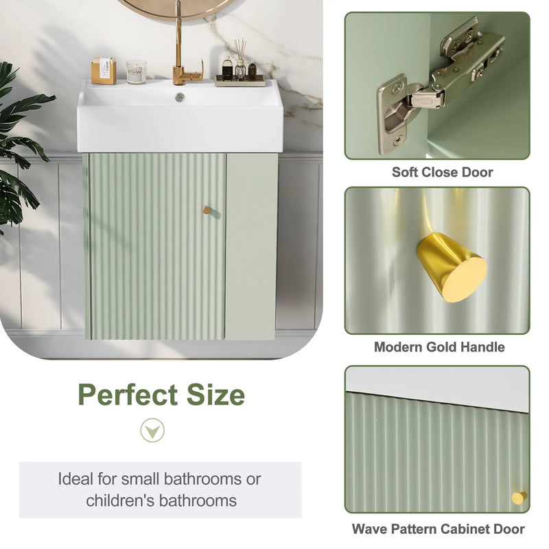 Modern Floating Bathroom Vanity With Ceramic Basin Perfect For Small Bathrooms by HouseOfZazla