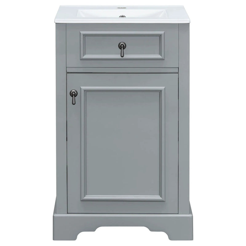 Elegant Bathroom Vanity With Ceramic Sink, Soft Close Door, Adjustable Shelf by HouseOfZazla