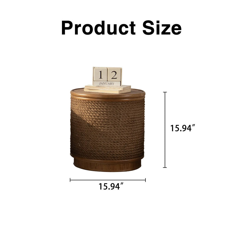 Round Rattan Coffee Table with Lift-Off Lid Storage by HouseOfZazla