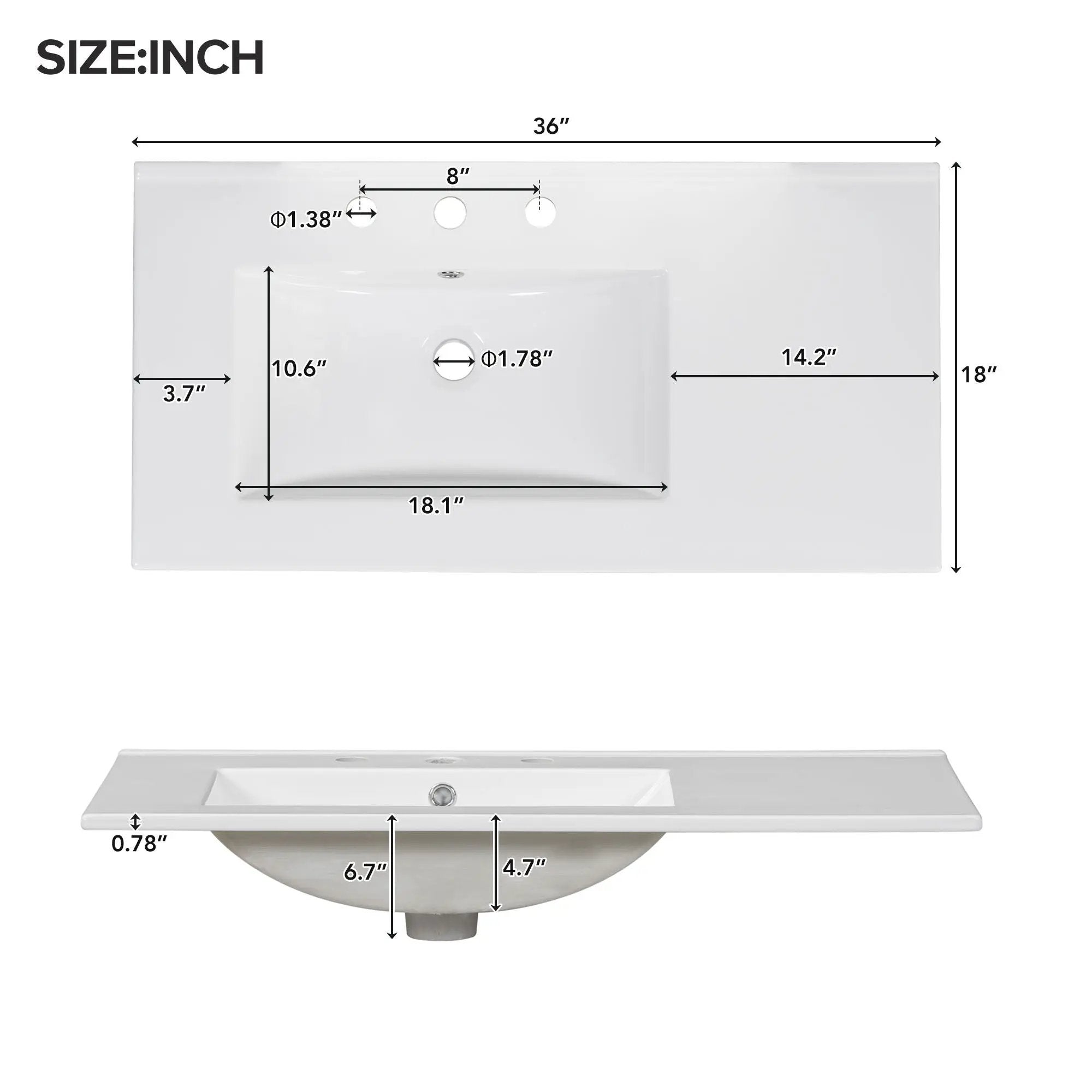Bathroom Vanity With Ceramic Sink Combo, Abundant Storage Cabinet 2 Soft Close Doors And 5 Drawers by HouseOfZazla