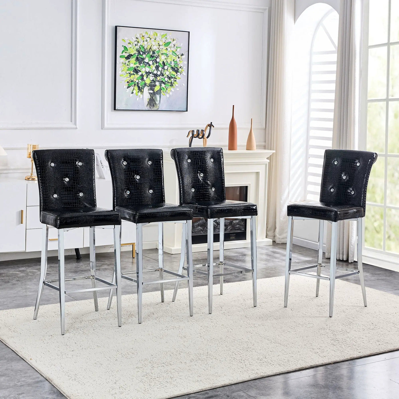 Bar Chairs & Crystal Clasp Design (Set of 2) by Unique Piece Furniture