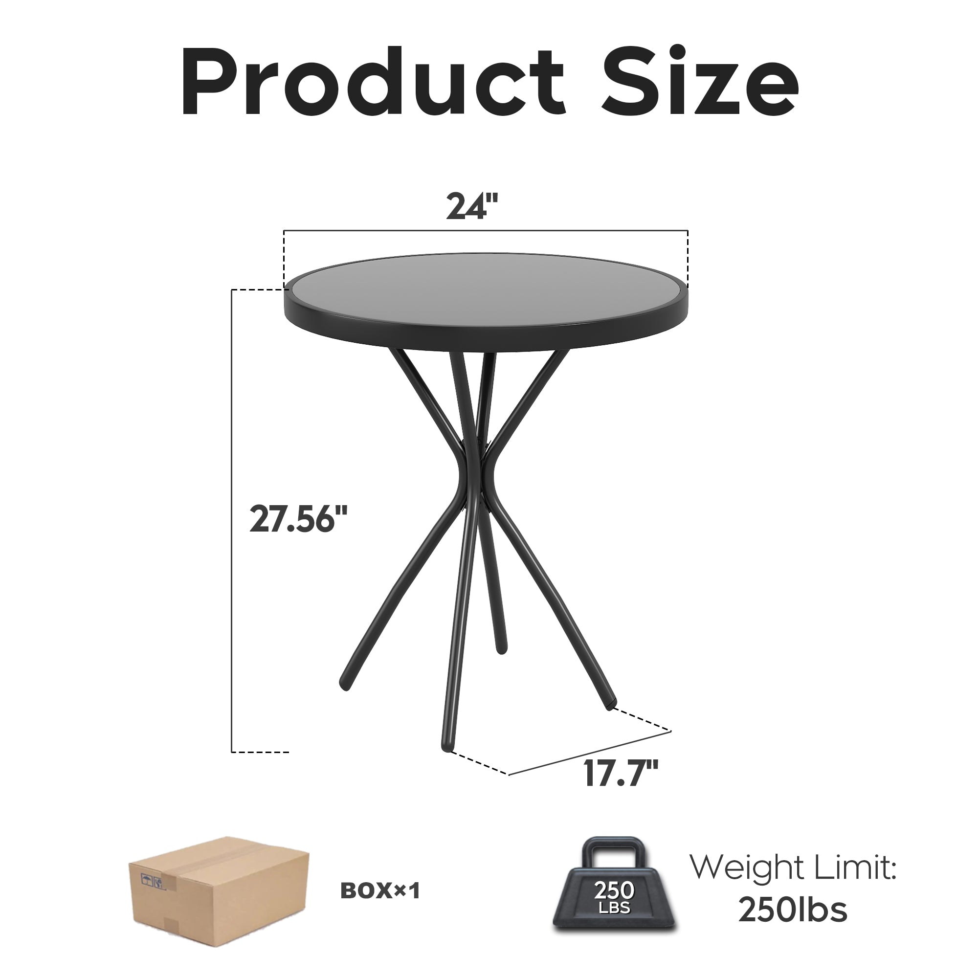 Tempered Glass Side Table 24" Round by HouseOfZazla