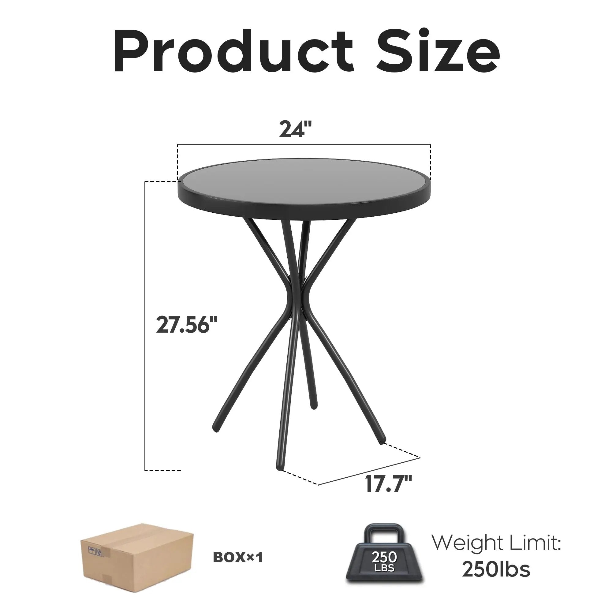 3-Piece Outdoor Patio Furniture Set with Foldable Chairs & Tempered Glass Table by HouseOfZazla