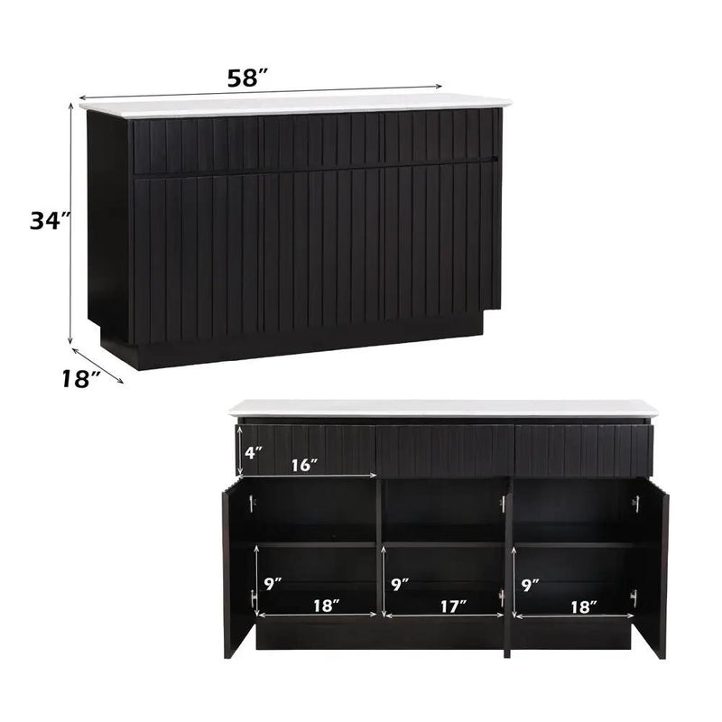 Jaramillo - Server - Engineering Marble Top & Black by Unique Piece Furniture