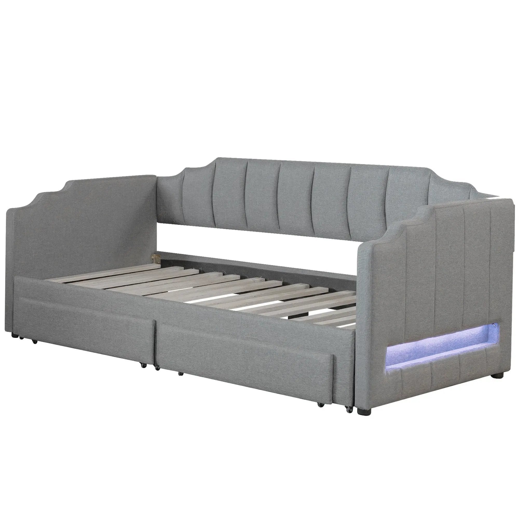 Extendable Daybed With LED Light And 2 Storage Drawers by HouseOfZazla