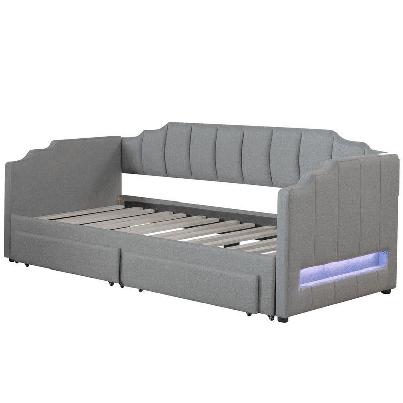 Extendable Daybed With LED Light And 2 Storage Drawers by HouseOfZazla