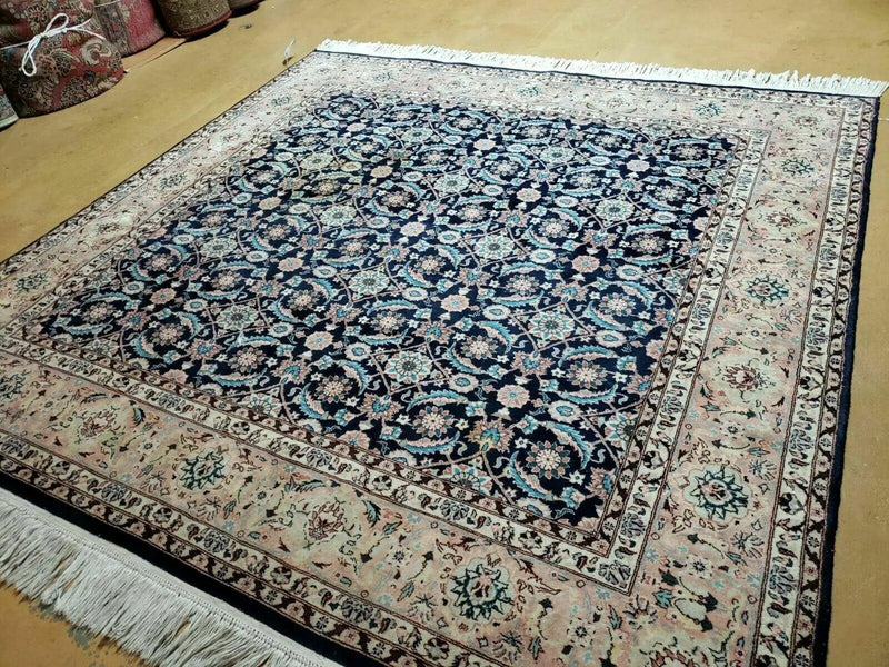 Square Indo Persian Rug 6x6, Hand Knotted, Wool, Allover Pattern by Jewel Rugs