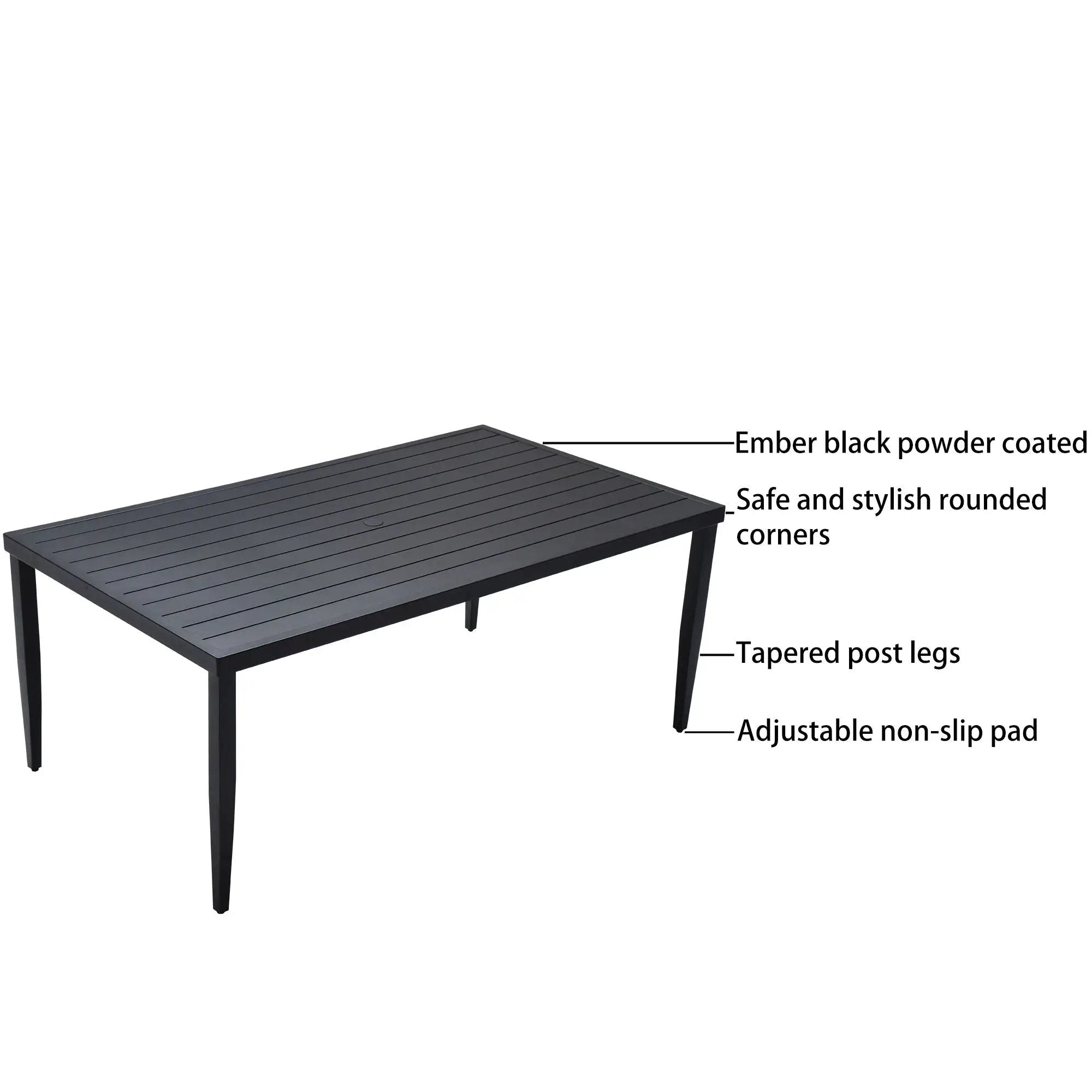 Outdoor Patio Dining Table With Tapered Feet & Umbrella Hole by Unique Piece Furniture