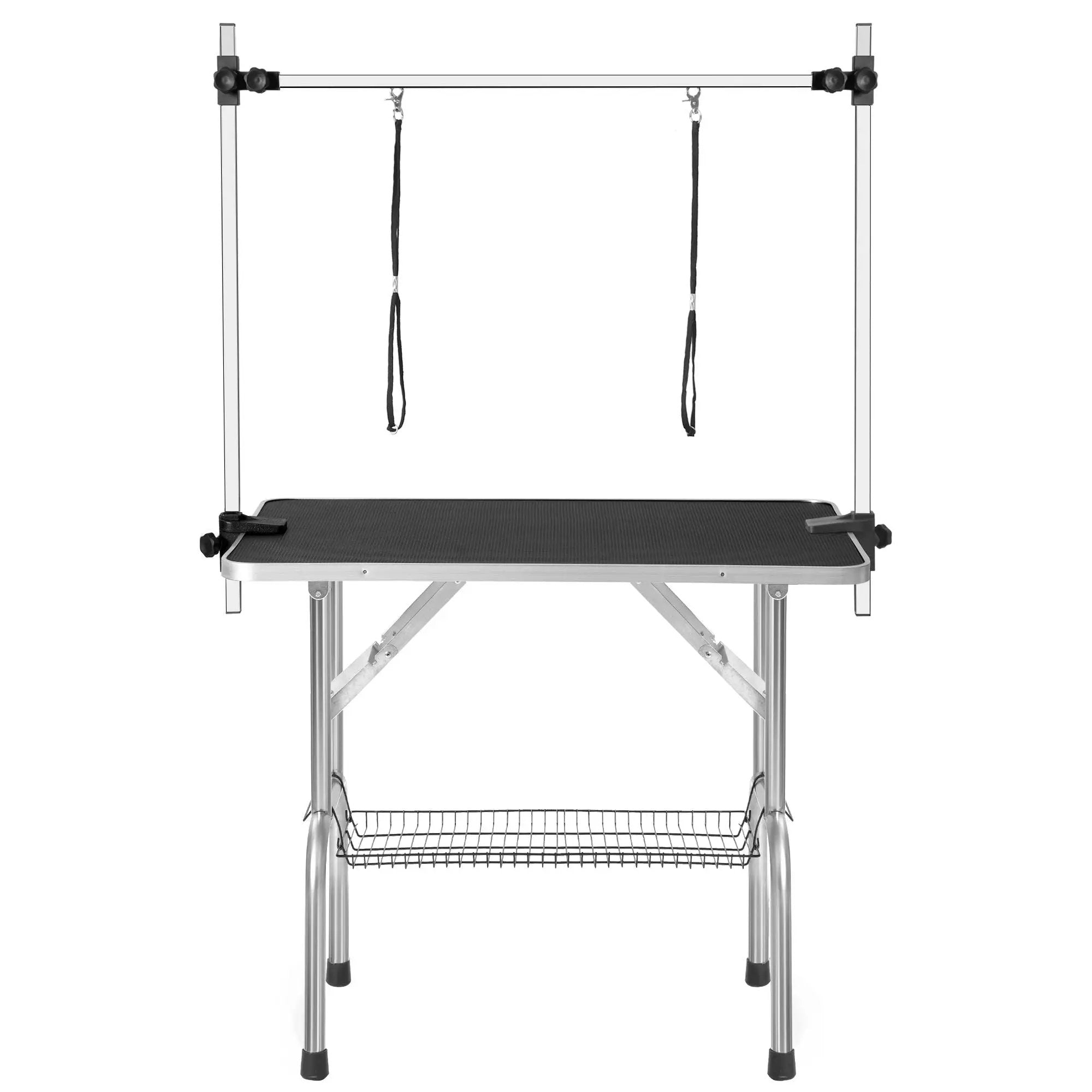 Professional Dog Pet Grooming Table Large Adjustable Heavy Duty Portable With Arm & Noose & Mesh Tray - Black by HouseOfZazla