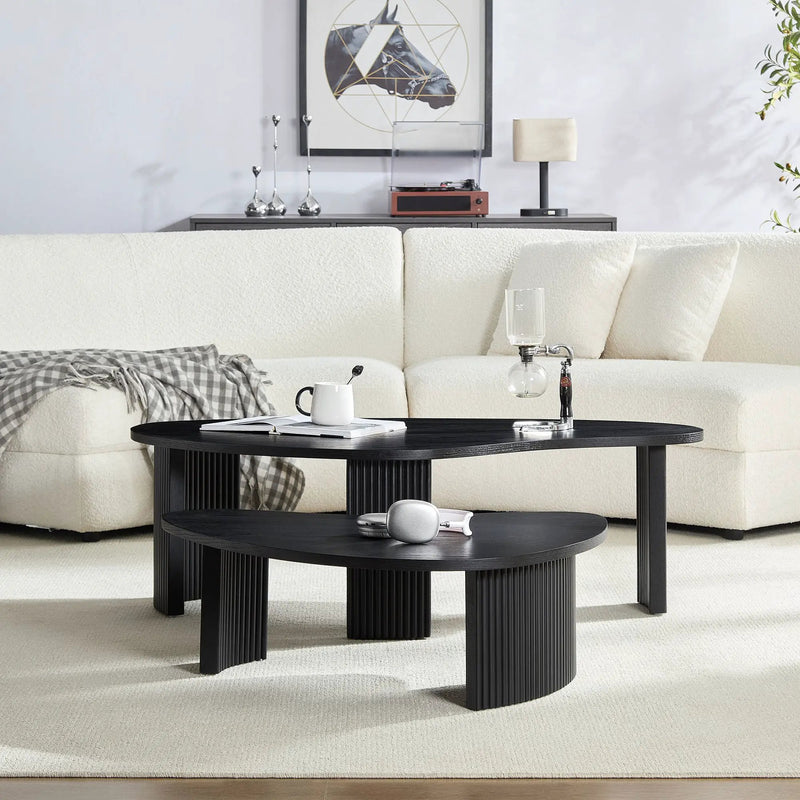 2-Piece Modern Irregular Shape Coffee Table Set by HouseOfZazla