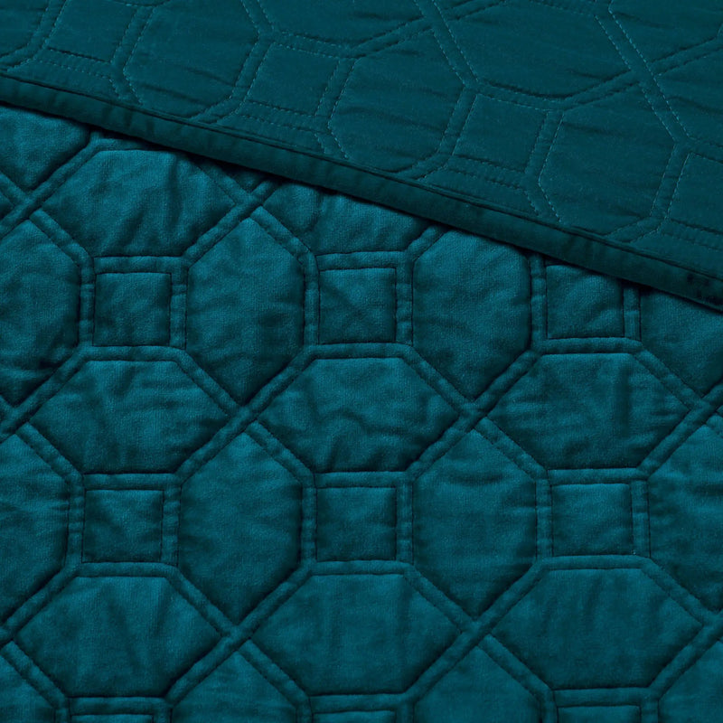 3 Piece Velvet Quilt Set Teal Full/Queen by HouseOfZazla