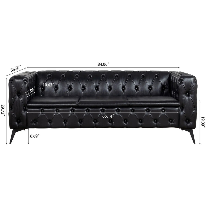 Square Arm Removable Cushion 3 Seater Sofa by Unique Piece Furniture