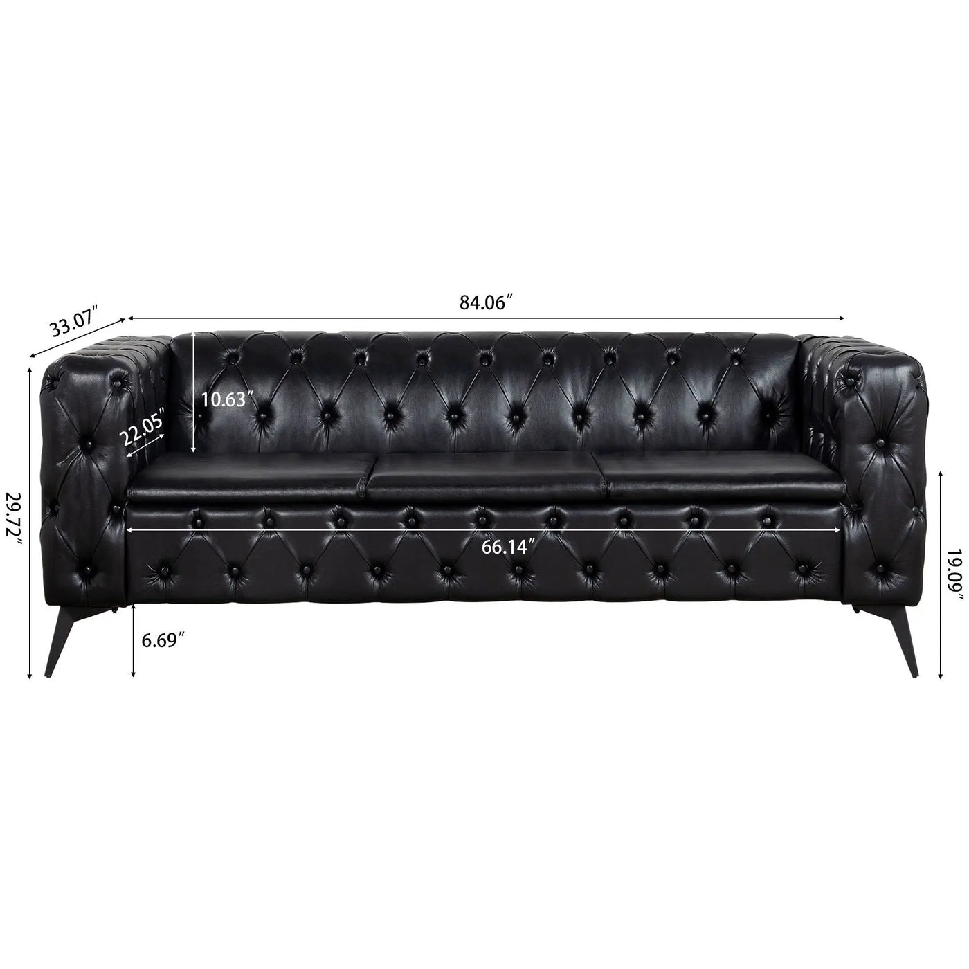 Square Arm Removable Cushion 3 Seater Sofa by HouseOfZazla