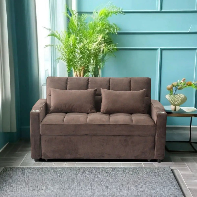 3 In 1 Convertible Sleeper Sofa Bed, Modern Fabric Loveseat Futon Sofa Couch With Pullout Bed, Small Love Seat Lounge Sofa With Reclining Backrest, Furniture For Living Room by Unique Piece Furniture