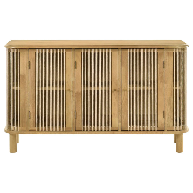 Ervine 3-Door Rope Panel Sideboard Accent Storage Cabinet Natural by Unique Piece Furniture