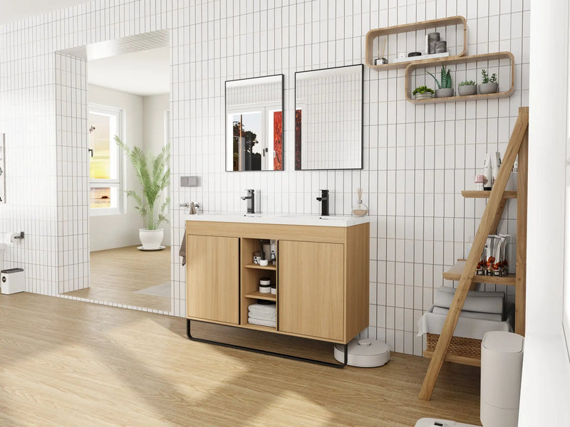 48" Freestanding Bathroom Vanity With Resin Double Sink by HouseOfZazla