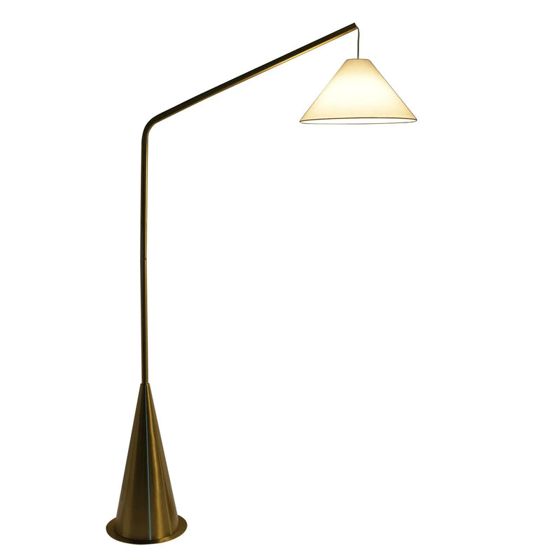 Lisbon - Floor Lamp With On / Off Switch Coned Base Hanging Shade - Antique Brass / White by Unique Piece Furniture