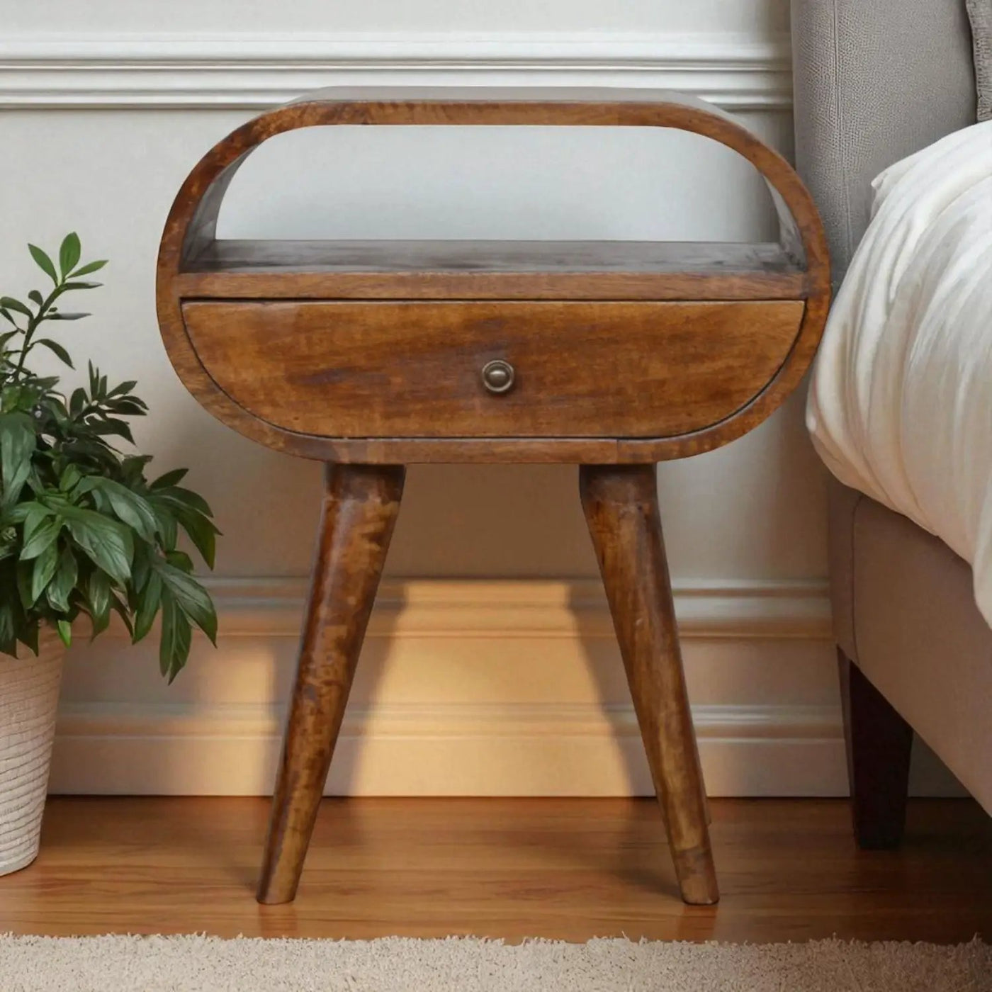 Circular Open Bedside Nightstand by Unique Piece Furniture