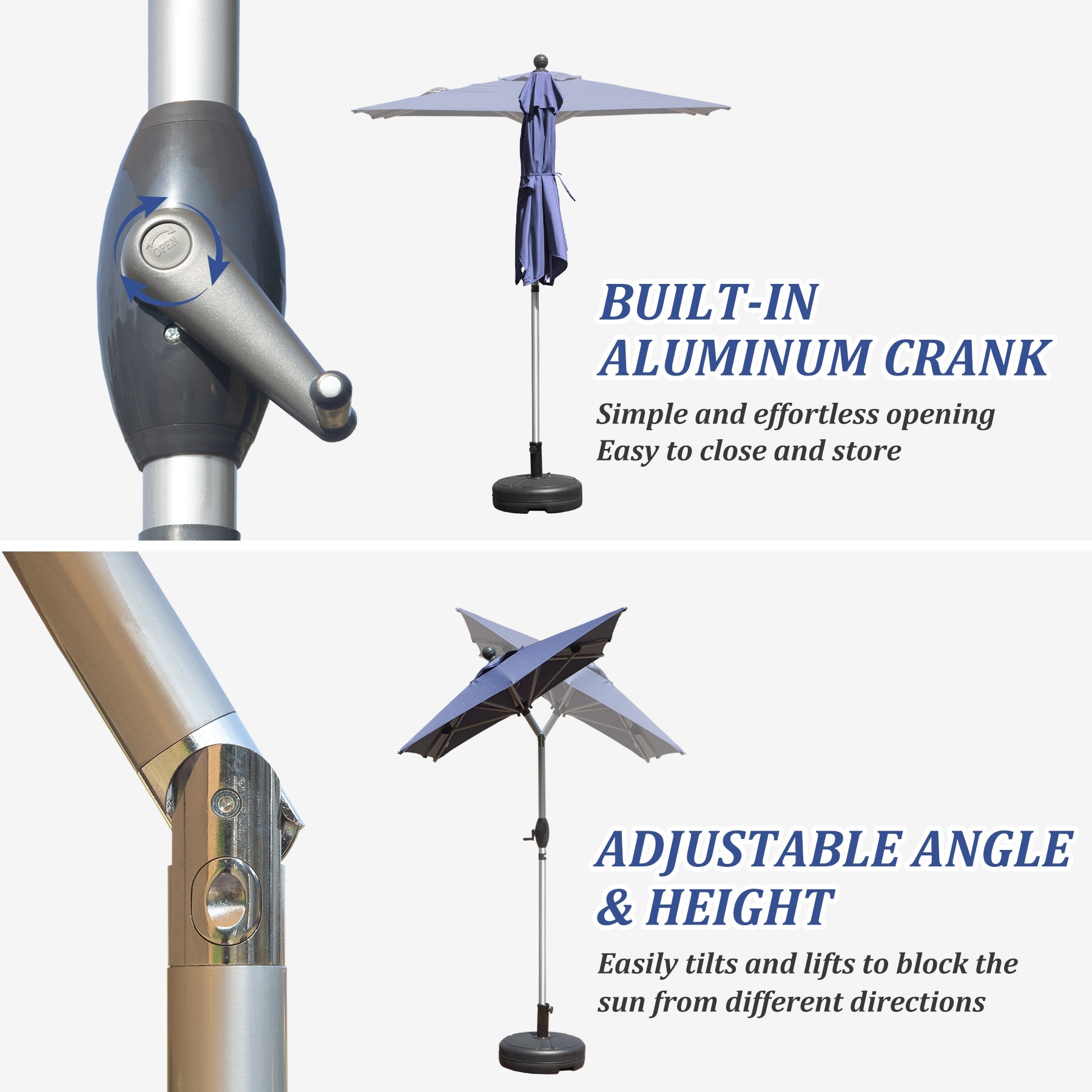 Rectangle Patio Umbrella with Crank Lift and Tilt Function by HouseOfZazla
