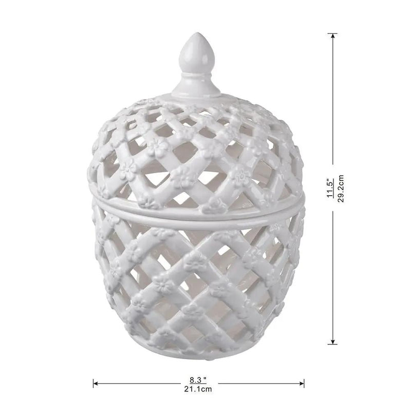 Ballas - Bird Lidded Jar - White by Unique Piece Furniture