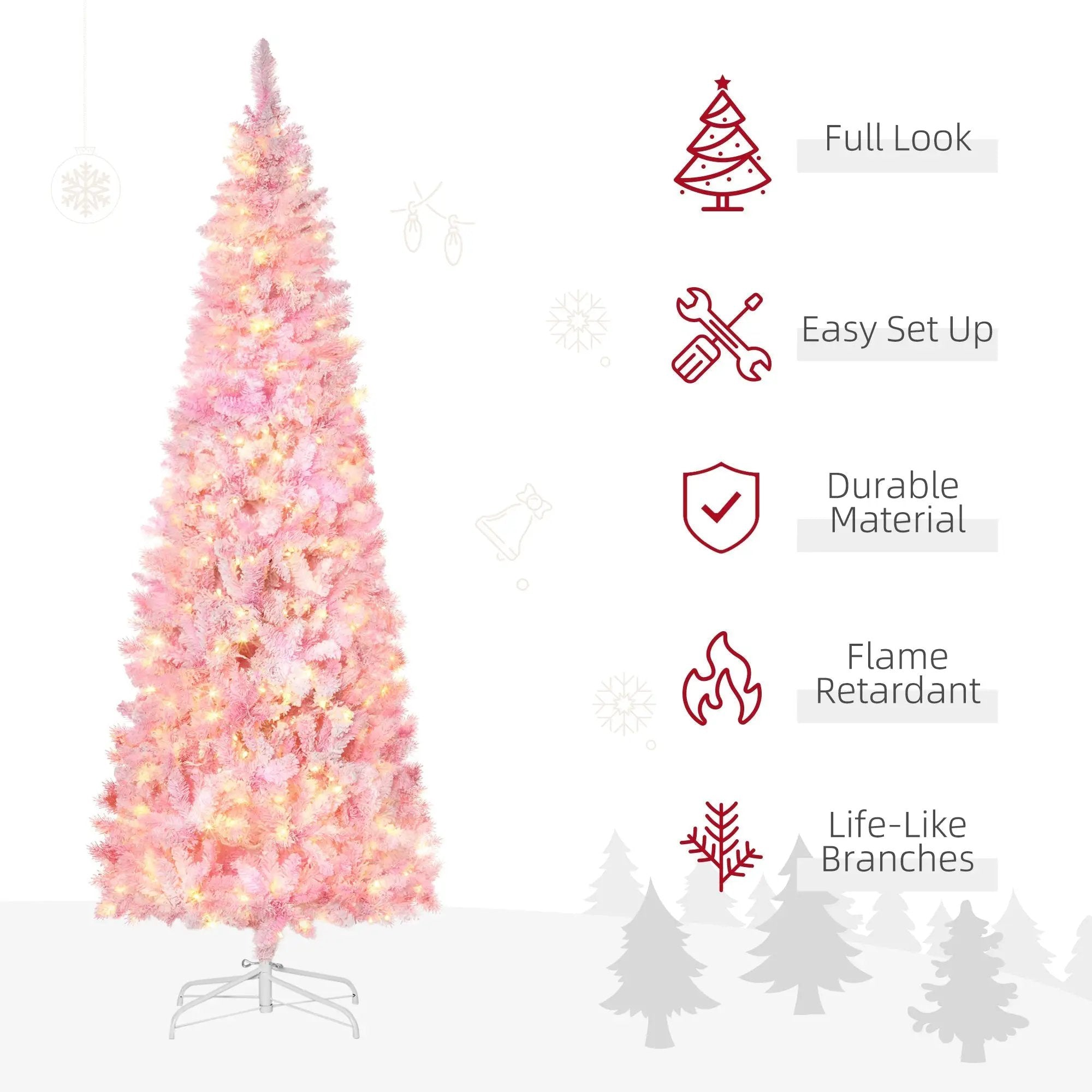Homcom 7.5ft Prelit Snow Flocked Artificial Christmas Tree by HouseOfZazla