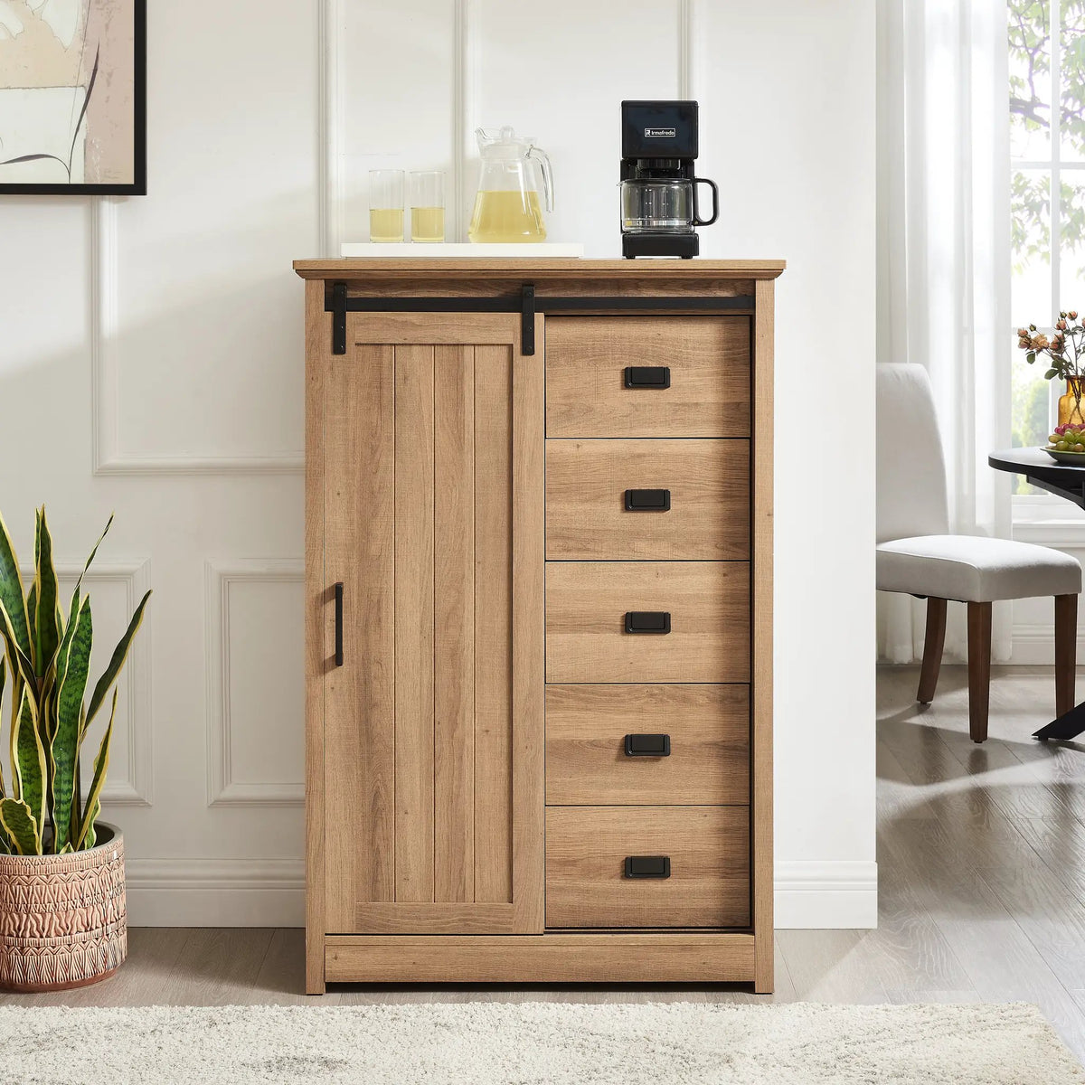 5 Drawers Dresser with Sliding Barn Door by HouseOfZazla