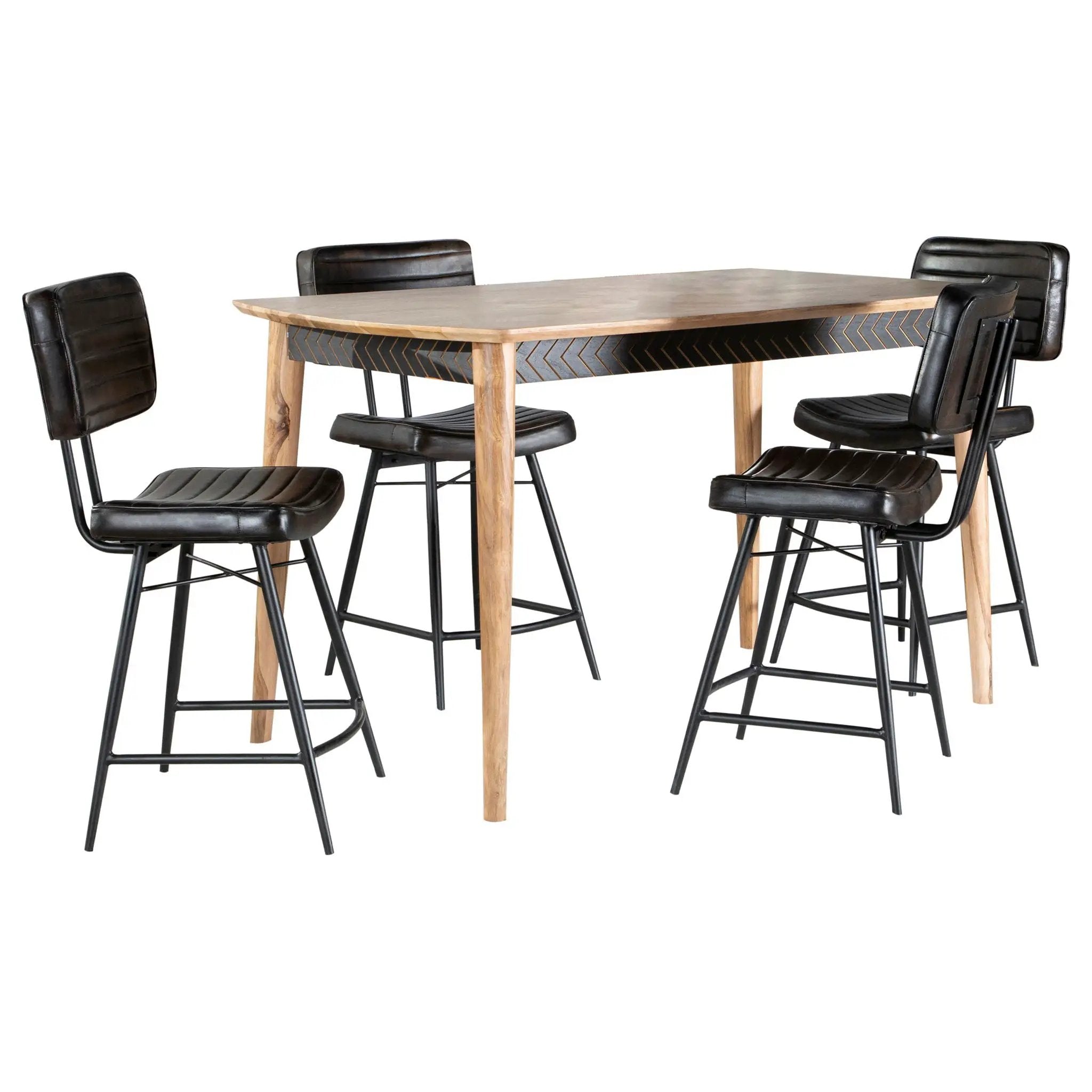 Senko - 5 Piece Counter Dining Set With Upholstered Chairs - Antique Espresso by HouseOfZazla