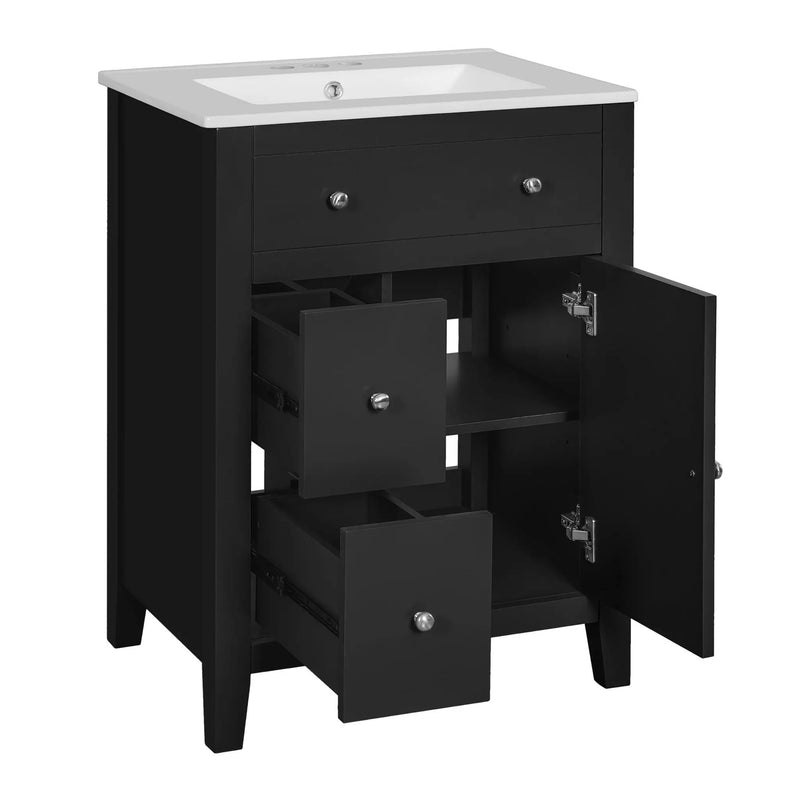 Bathroom Vanity With Basin, Rectangular Cabinet With 2 Drawers And Soft Closing Door by HouseOfZazla