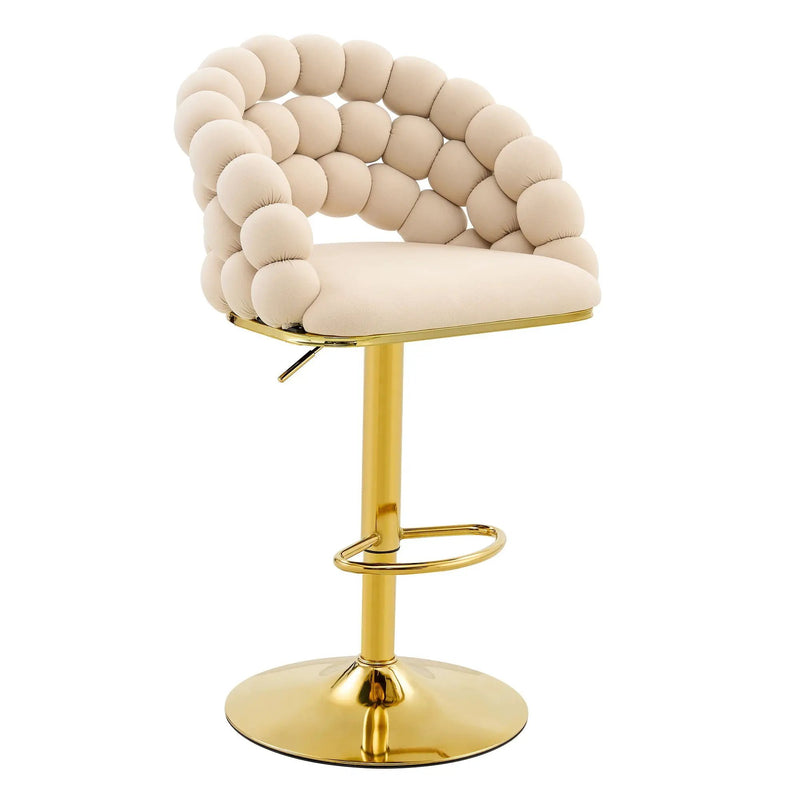 Puffy Bubble Chair, Ball Chain (Set of 2) - Beige / Gold by Unique Piece Furniture
