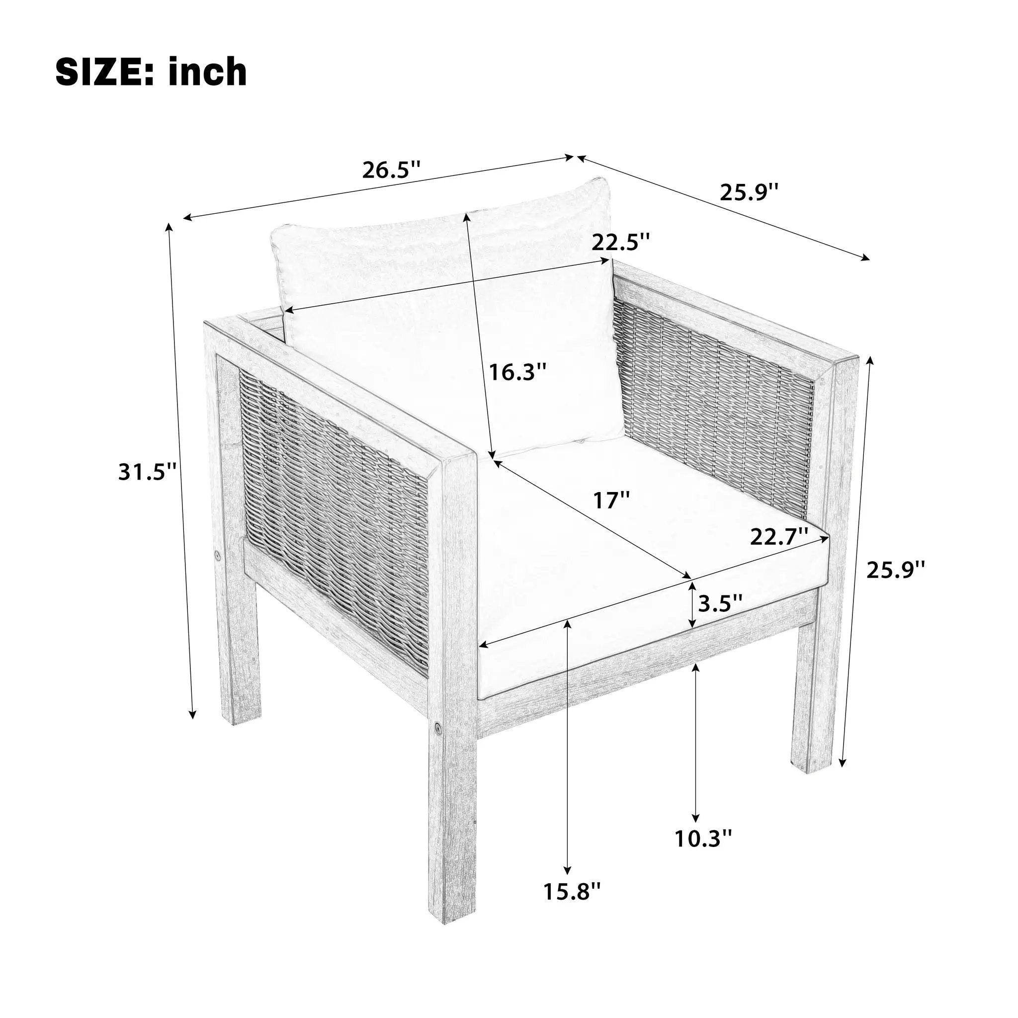 4 Pieces Patio Sofa Set - Outdoor Seating Group for 5 by HouseOfZazla