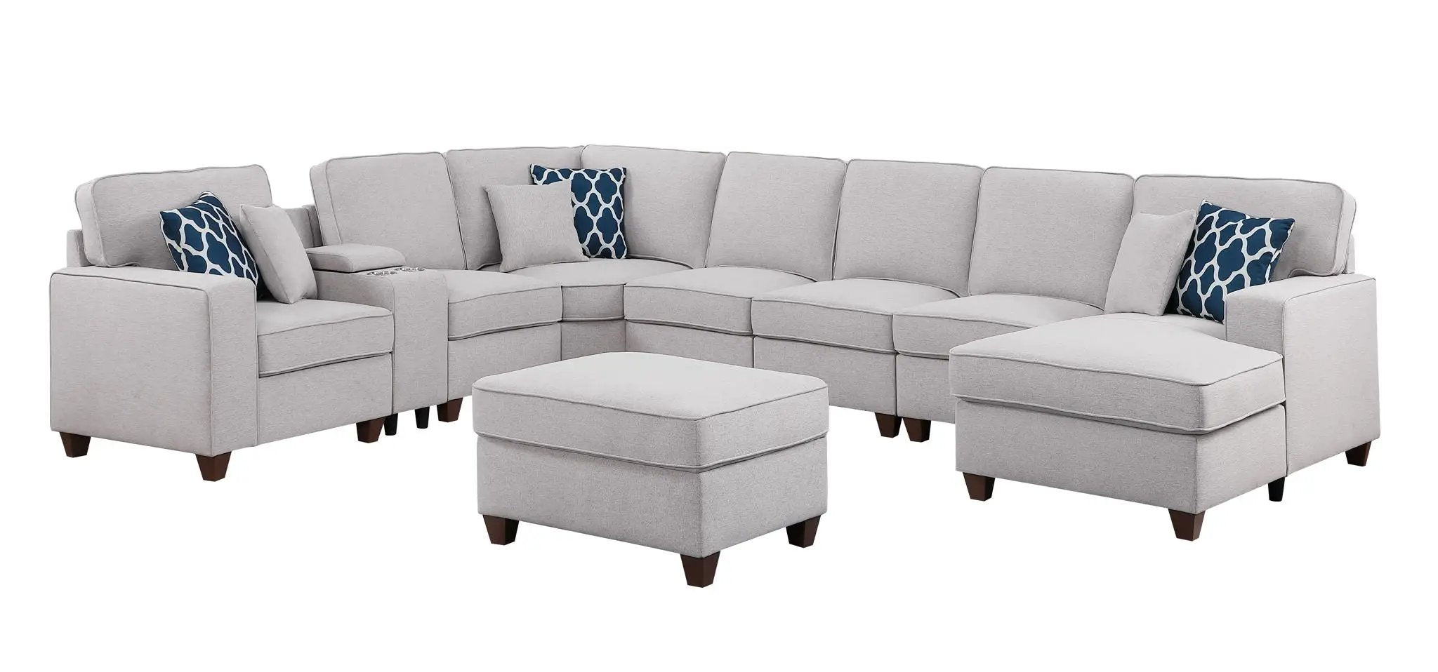 Eric - 9 Piece Upholstered Sectional With Ottoman by Unique Piece Furniture