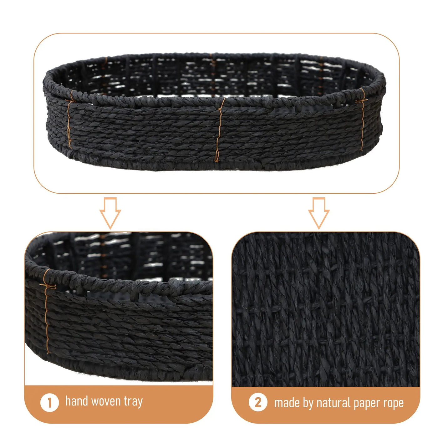 Modern 3 Tier Handwoven Side Table With Oval Organizer by HouseOfZazla