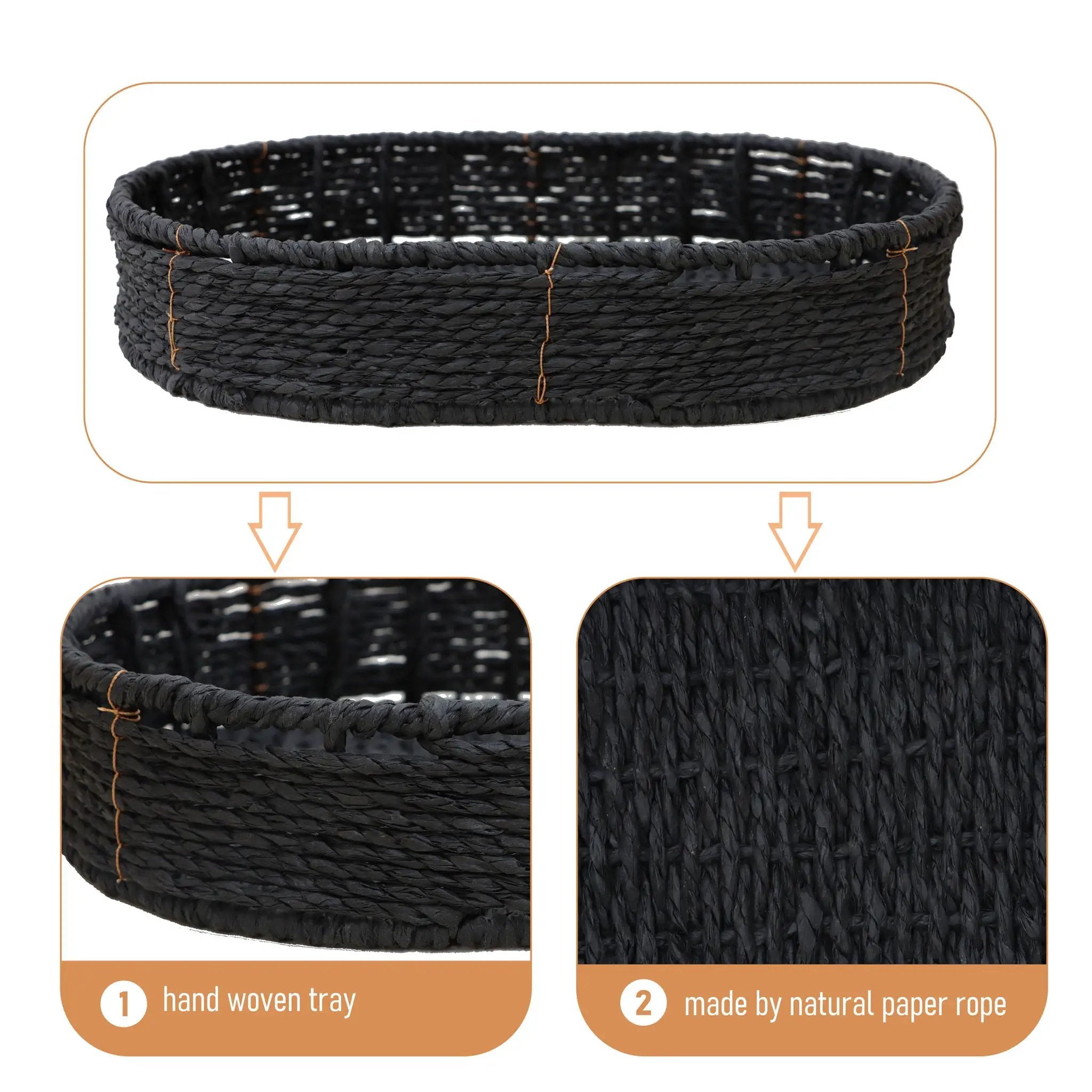 Modern 3 Tier Handwoven Side Table With Oval Organizer by HouseOfZazla