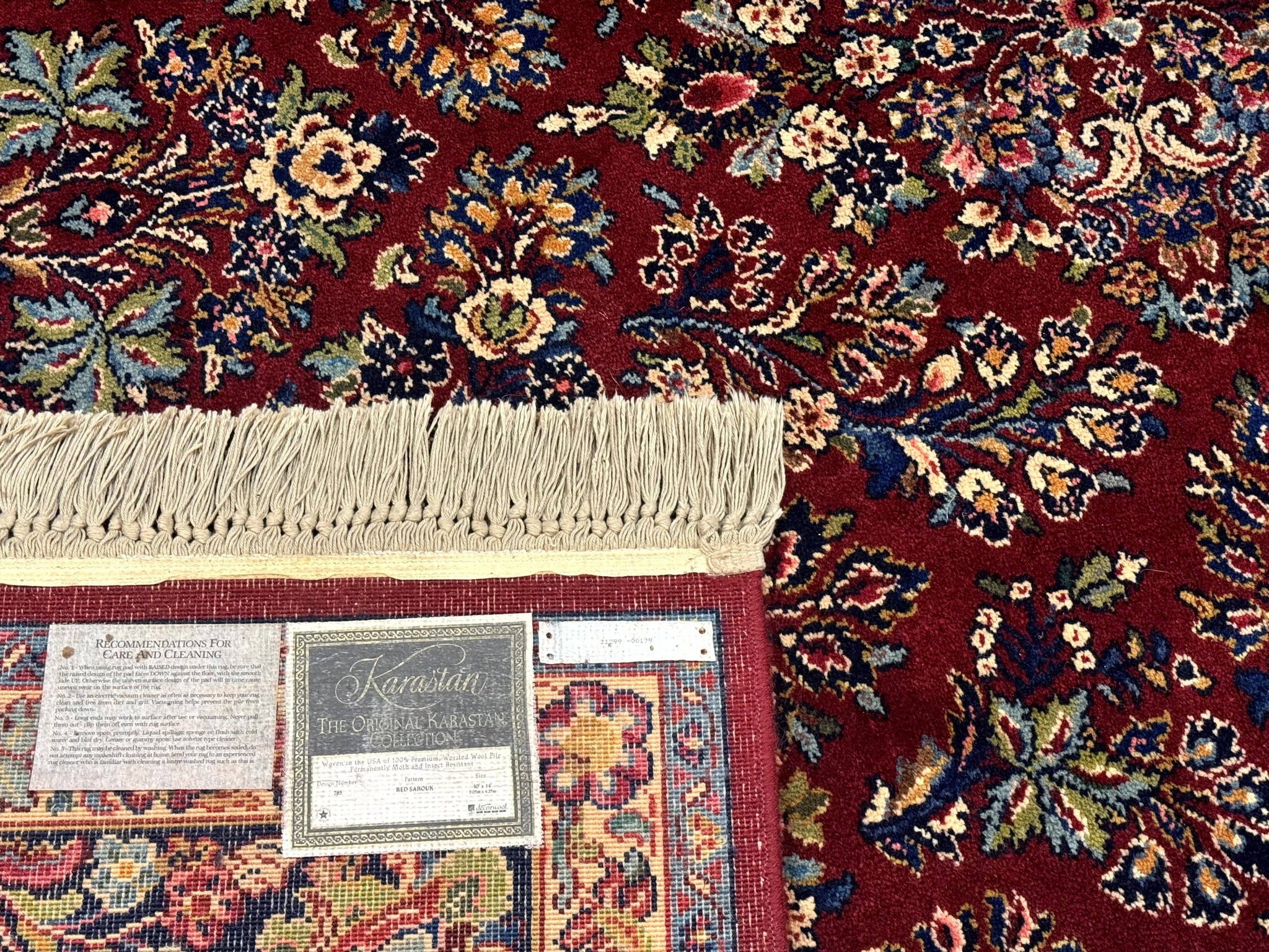 10x14 Karastan Rug Red Sarouk #785, Wool Original 700 Series by Jewel Rugs