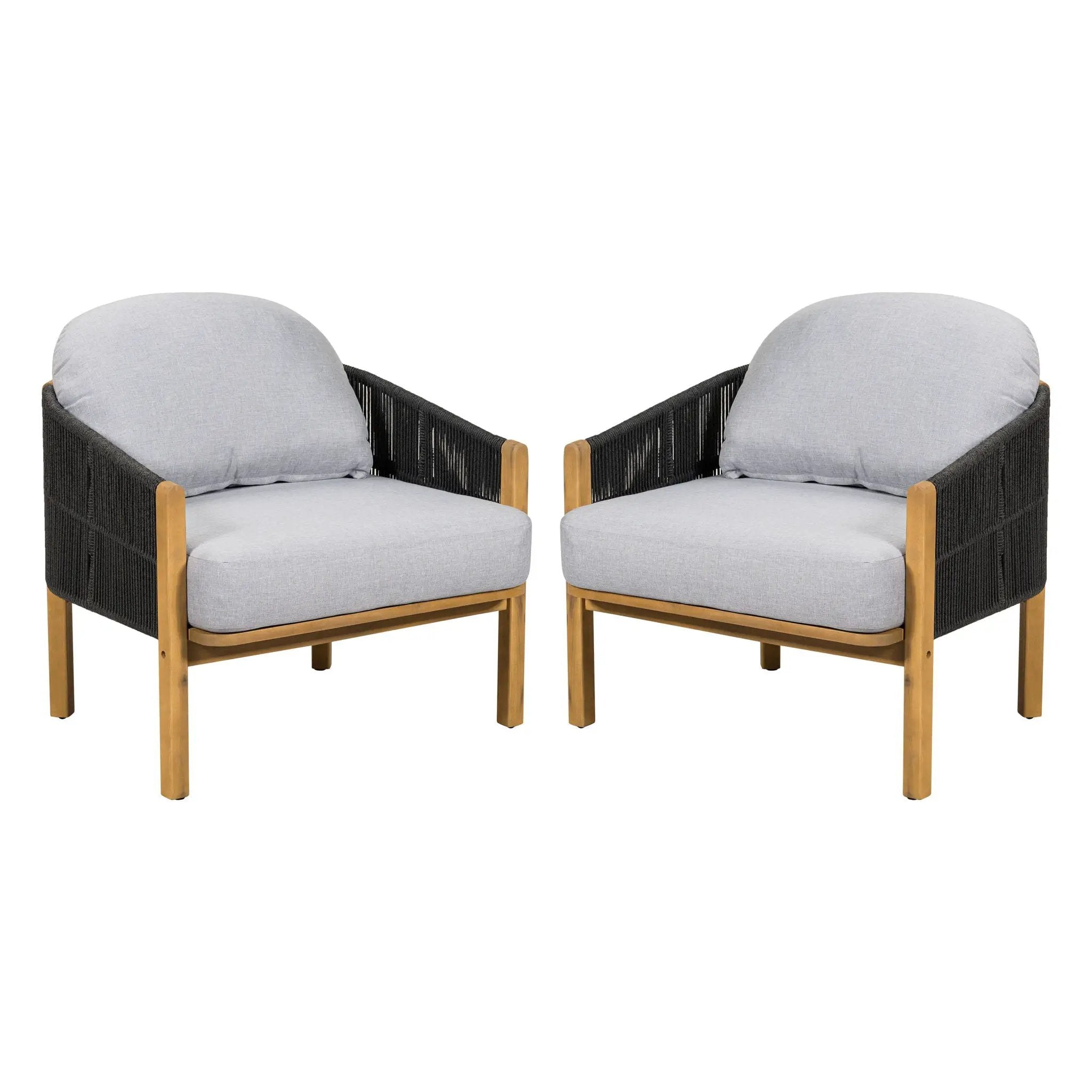 Grotta Outdoor Wood Club Chair Set of 2 by HouseOfZazla