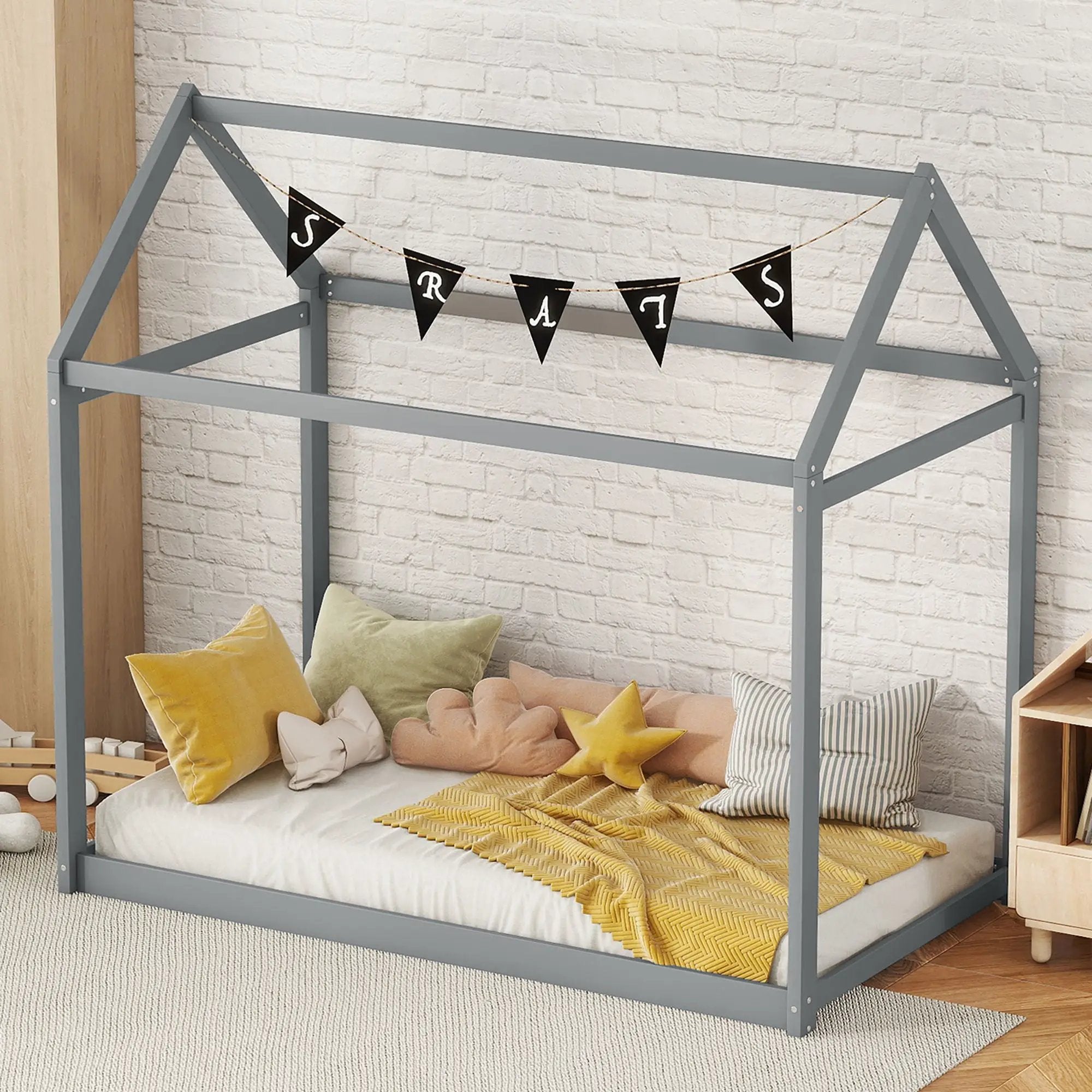 Wooden House Shaped Bed