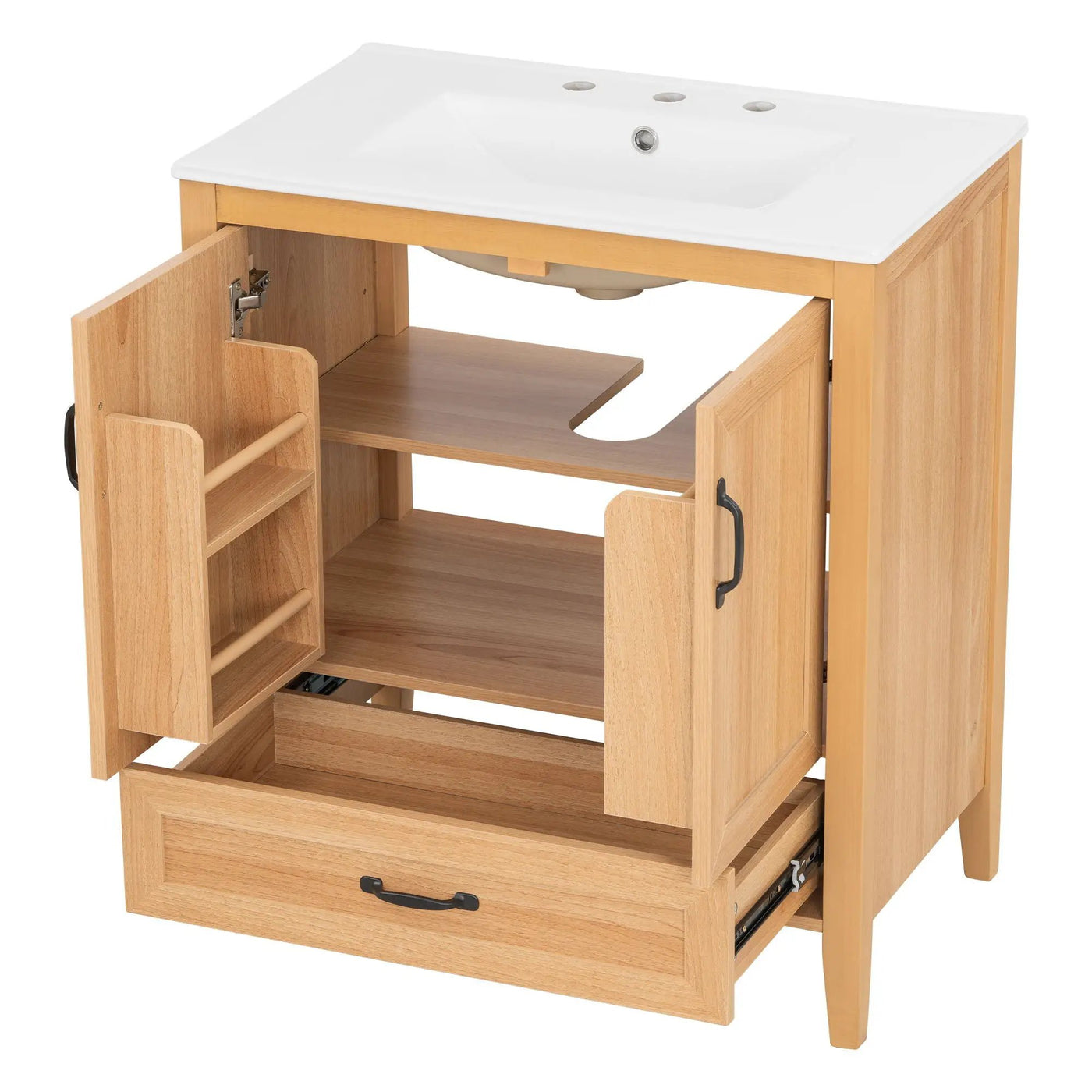 Elegant Fluted Bathroom Vanity With Sink, Soft Close Doors & Drawer by HouseOfZazla