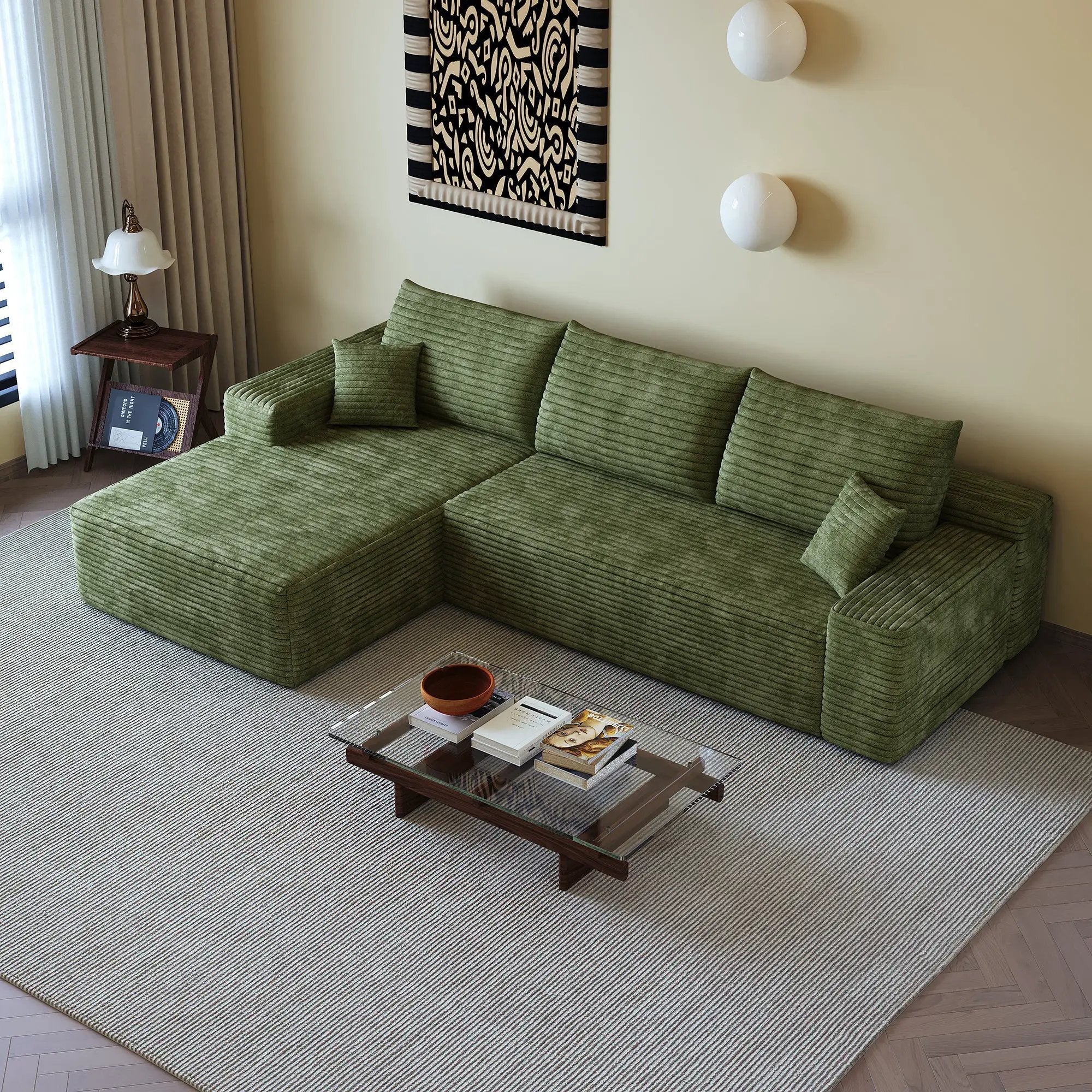 107" Cloud Sectional Couch with L-Shape Chaise by HouseOfZazla
