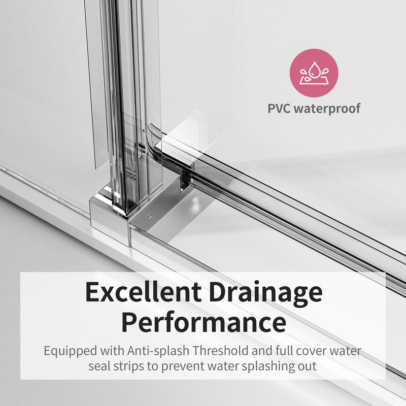 Frameless Sliding Shower Door With Soft- Close, 3 / 8" Tempered Glass by HouseOfZazla