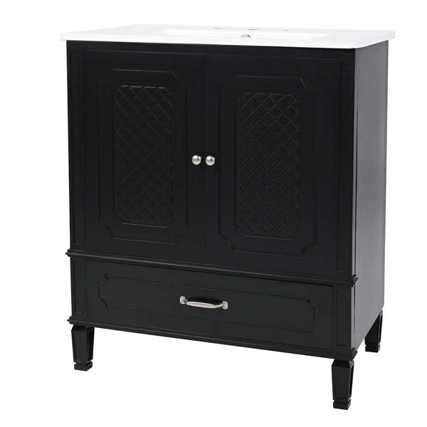 Vintage Style Bathroom Vanity With Sink, Multi-Functional Storage, Soft-Closing Door