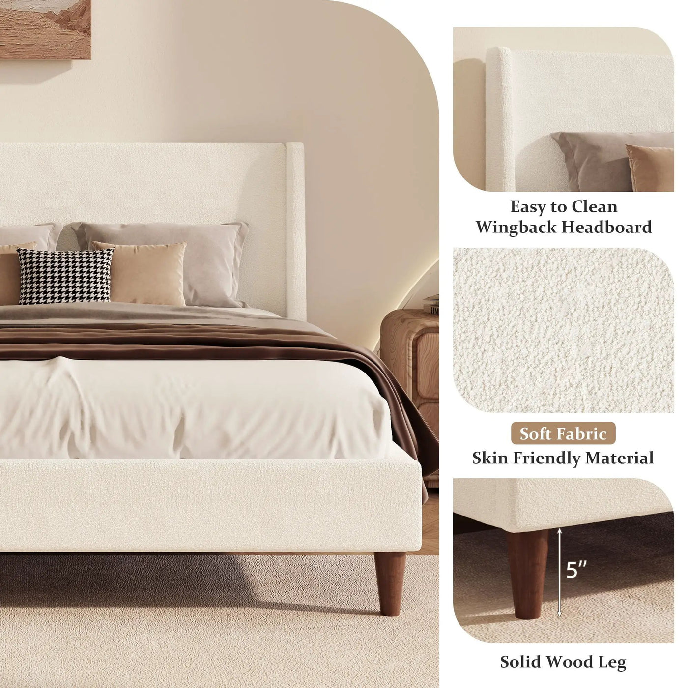 Upholstered Modern Platform Bed With Wingback Headboard by HouseOfZazla