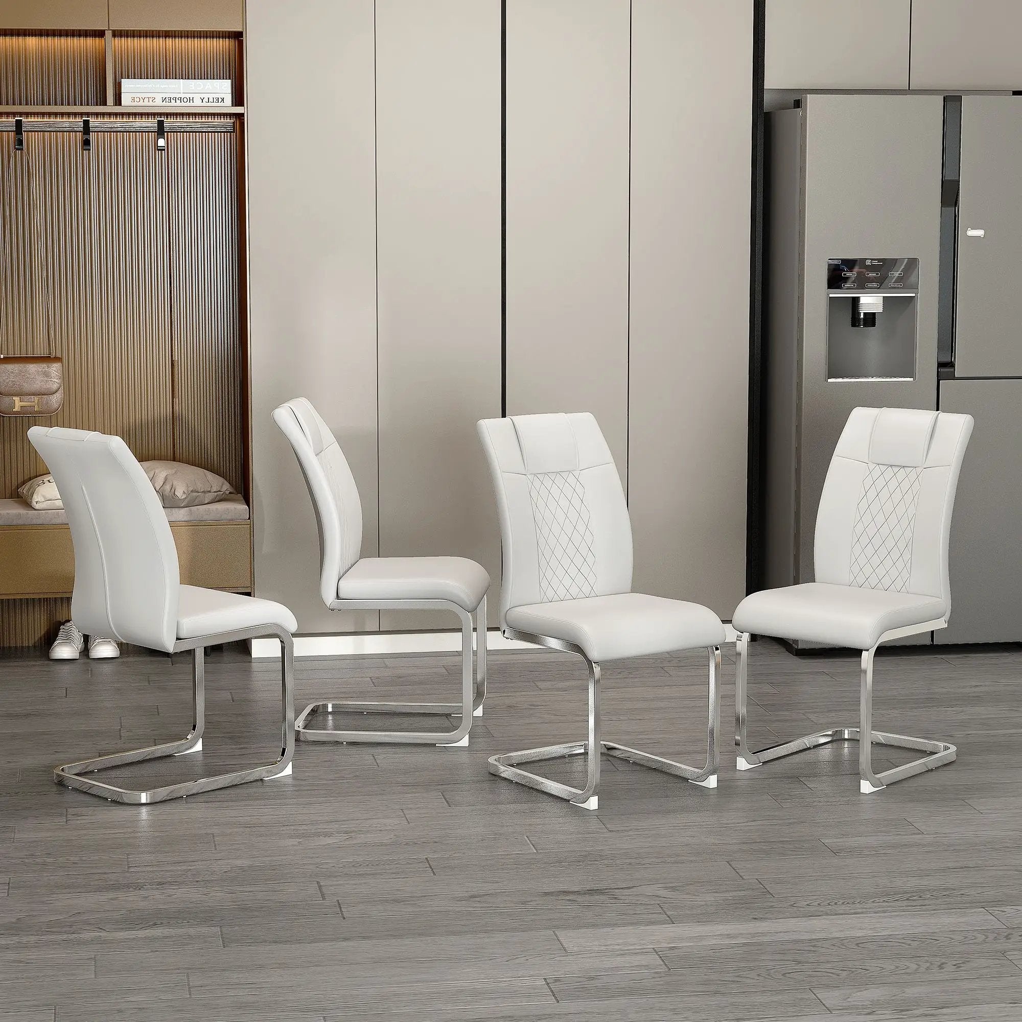 Modern Dining Chairs With Padded Seat, Metal Legs by Unique Piece Furniture