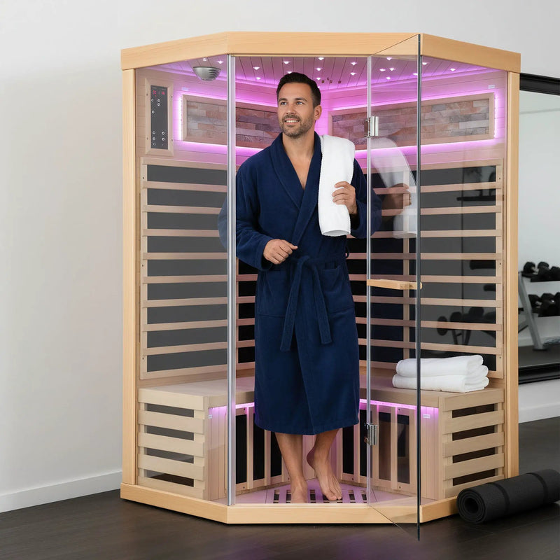 Double Sauna Room With Carbon Heating Plates - White Oak by HouseOfZazla