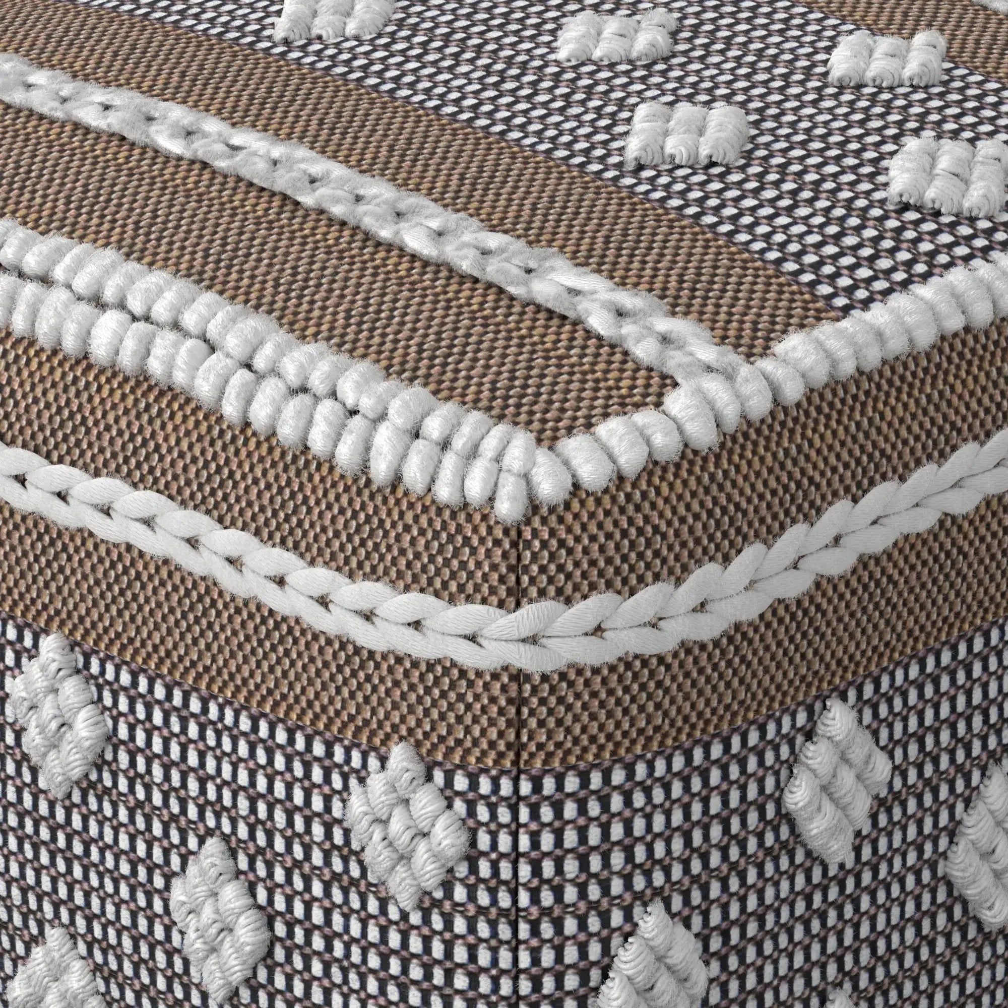 Mapleton - Outdoor / Indoor Pouf - Beige Gray / White by HouseOfZazla