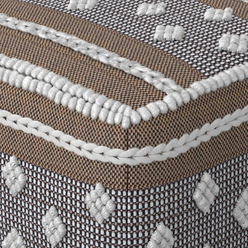 Mapleton - Outdoor / Indoor Pouf - Beige Gray / White by HouseOfZazla