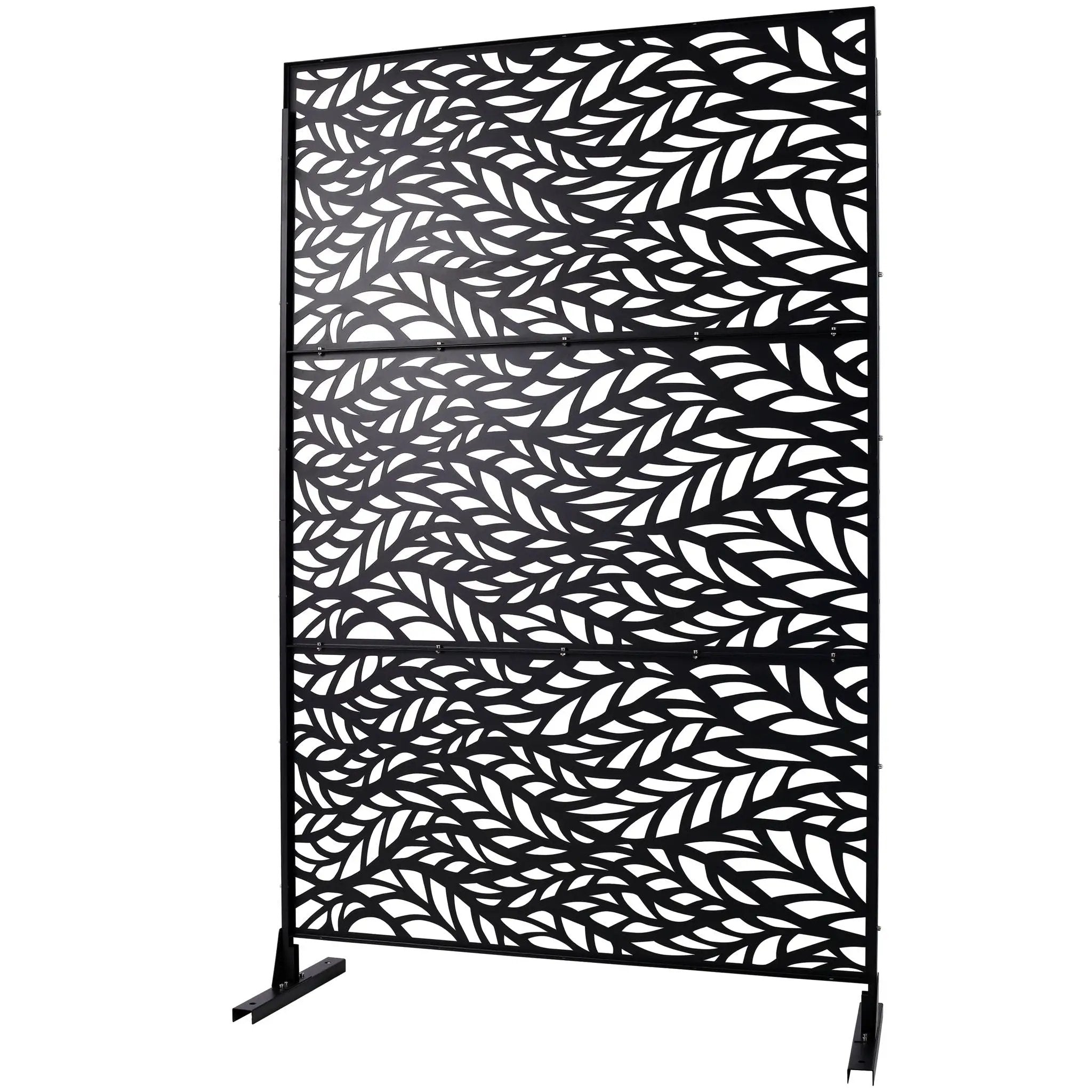 Outdoor & Indoor Privacy Screen Metal Privacy Screen, Freestanding Decorative Privacy Screen For Deck Balcony Patio - Black by Unique Piece Furniture