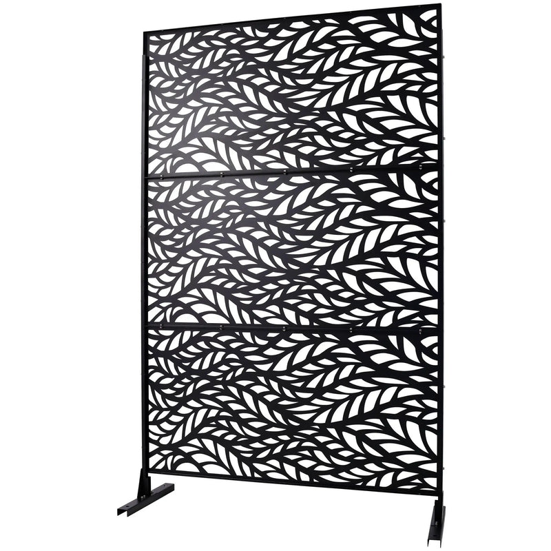 Outdoor & Indoor Privacy Screen Metal Privacy Screen, Freestanding Decorative Privacy Screen For Deck Balcony Patio - Black by HouseOfZazla