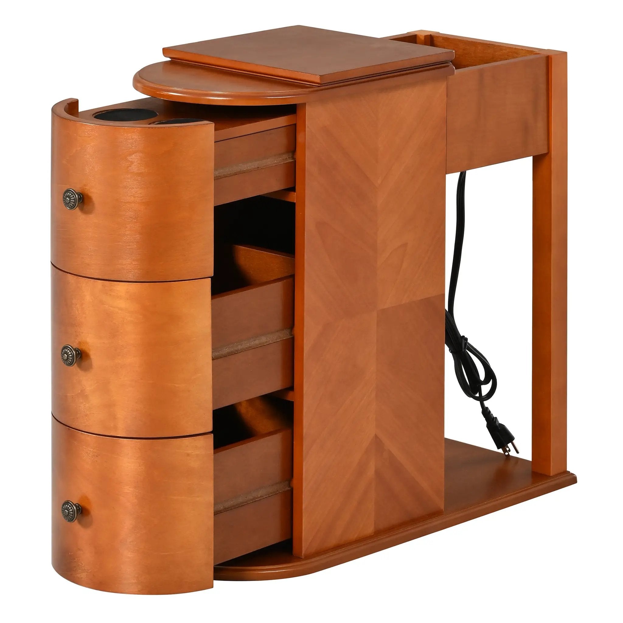 Modern End Table with Hidden Cup Holder Drawer by HouseOfZazla